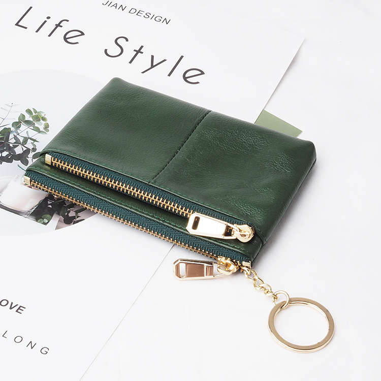 批發定制(zhì)小(xiǎo)号迷你(nǐ)拉鏈零錢(qián)包錢(qián)包女(nǚ)士真皮鑰匙扣零錢(qián)包