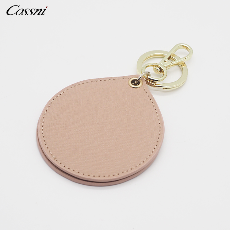 批發Saffiano皮革鑰匙圈個(gè)性化(huà)皮革化(huà)妝鏡鑰匙扣