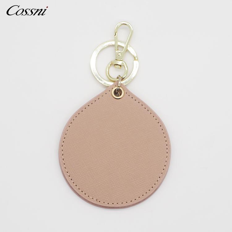 批發Saffiano皮革鑰匙圈個(gè)性化(huà)皮革化(huà)妝鏡鑰匙扣