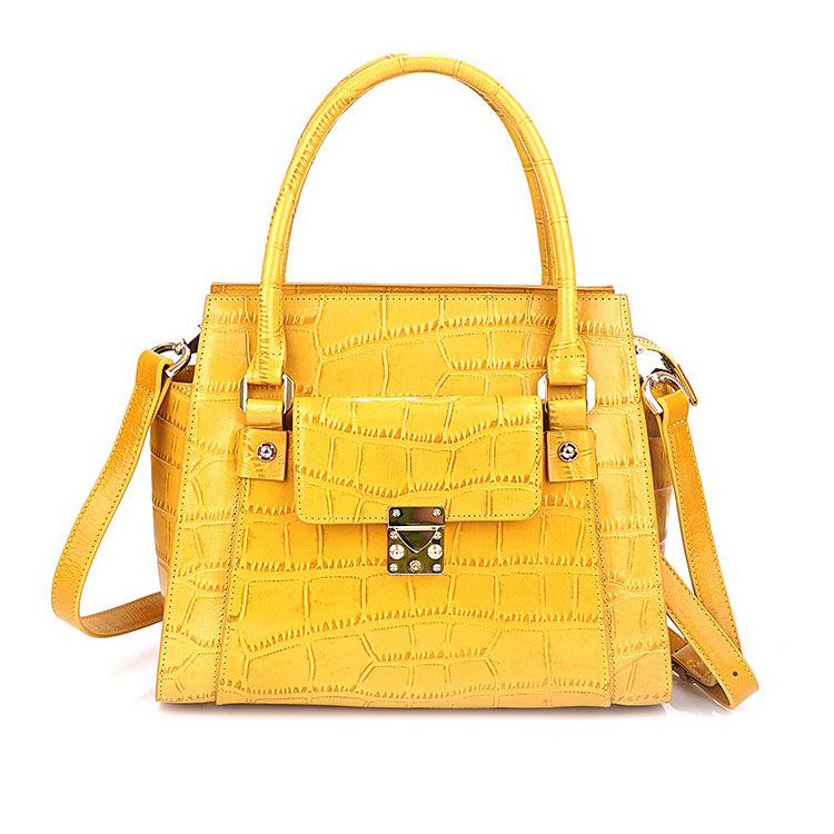 100％真皮女(nǚ)士手提包斜挎納帕紋壓花(huā)鳄魚皮3合1女(nǚ)士手提包