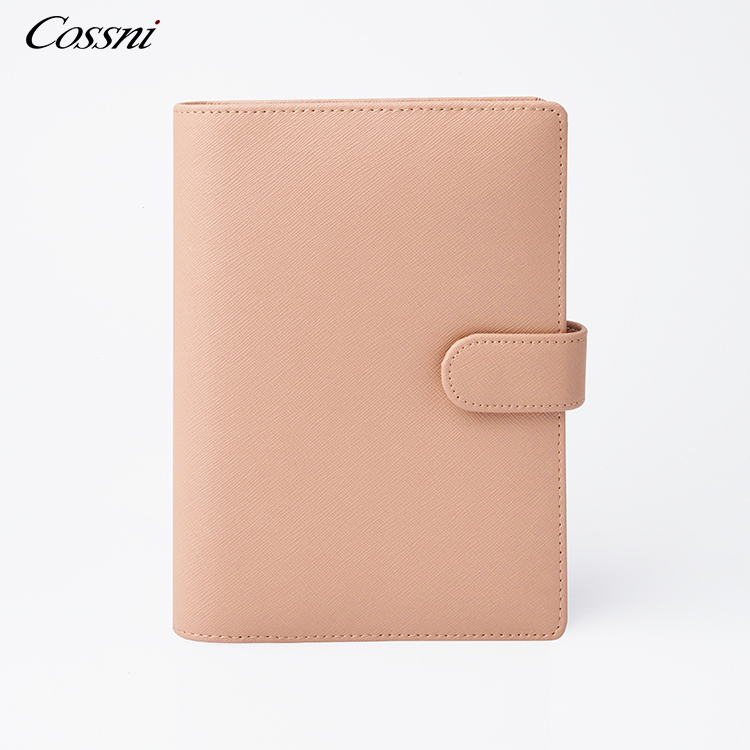 定制(zhì)筆(bǐ)記本電(diàn)腦(nǎo)套個(gè)性化(huà)Saffiano皮革筆(bǐ)記本計(jì)劃器(qì)套，帶金(jīn)戒指