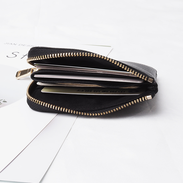黑(hēi)色最小(xiǎo)卵石皮革拉鏈零錢(qián)包