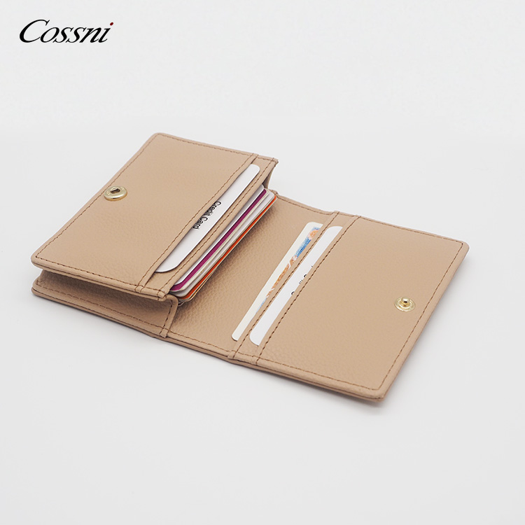 高(gāo)品質全粒面荔枝紋皮革RFID功能(néng)卡片夾零錢(qián)包