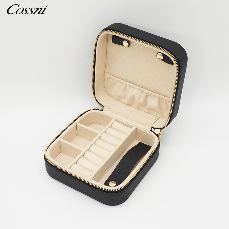 2021小(xiǎo)号定制(zhì)徽标PU皮革便攜式旅行(xíng)首飾收納盒包迷你(nǐ)手鏈戒指耳環盒帶拉鏈袋