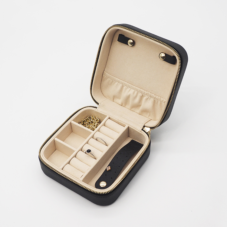 2021小(xiǎo)号定制(zhì)徽标PU皮革便攜式旅行(xíng)首飾收納盒包迷你(nǐ)手鏈戒指耳環盒帶拉鏈袋