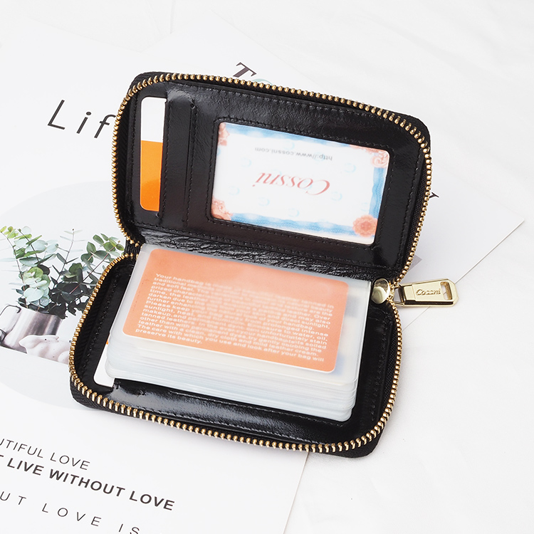 便攜式大(dà)小(xiǎo)皮革信用(yòng)拉鏈卡夾ID名片錢(qián)包夾